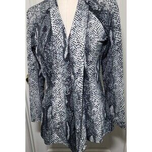 Complements by Emme London Draped CardiganWomens Size S Snakeskin Print Sequin